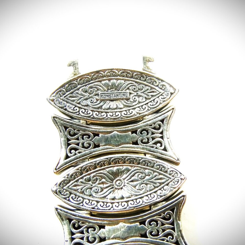 KONSTANTINO Sterling Silver Faceted Prasiolite Wide Link Bracelet 121 Grams - Picture 9 of 13